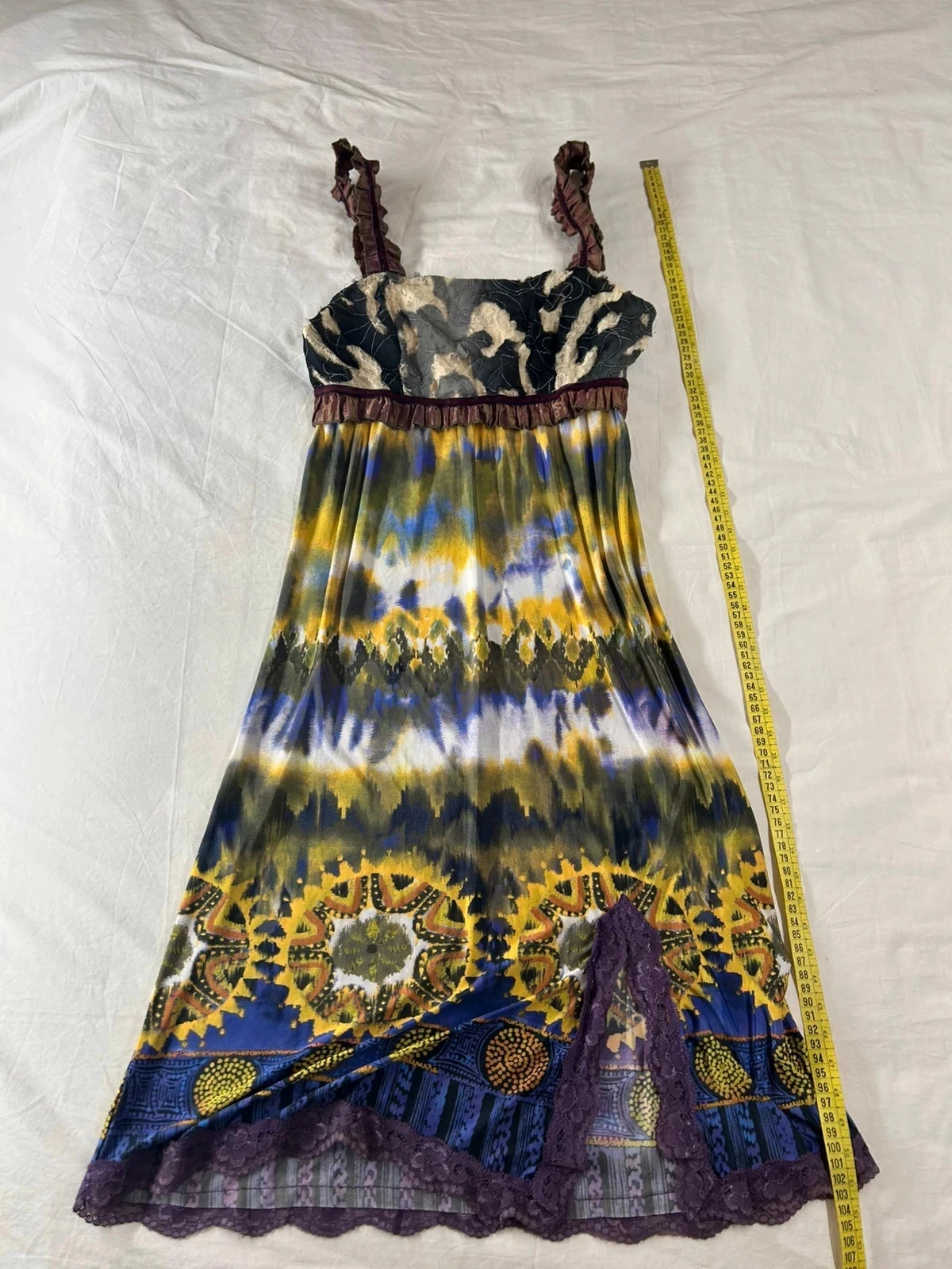 Robe à motifs multicolore vintage lulu h. Paris en dentelle